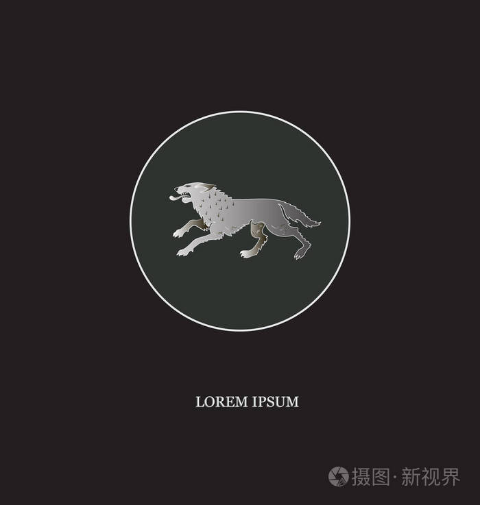 白色等高线圆. 会徽贴纸. 黑色背景上带有文本的矢量图像.