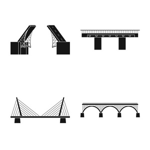 构造和侧面图标的独立对象。网络的构造与桥梁股票符号集