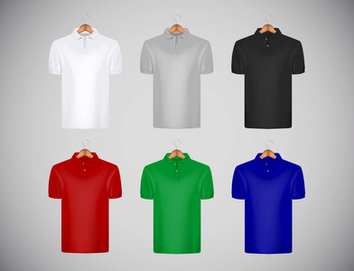 s polo shirt template collection in colors slimfitting short sl