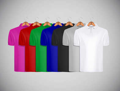 s polo shirt template collection in colors slimfitting short sl