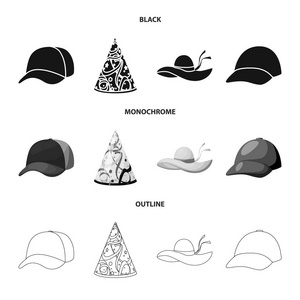 服装和帽子符号的矢量设计。一套服装和贝雷帽库存向量例证