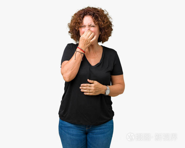 一些臭味和令人恶心的难以忍受的气味屏住呼吸手指在鼻子上难闻的概念