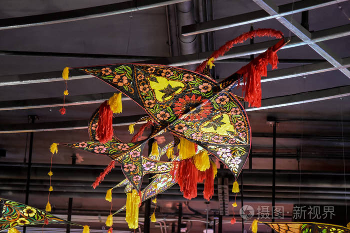 泰国风筝装饰在天花板上