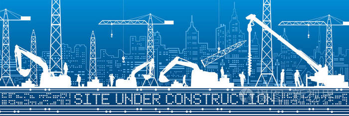 插画 正在施工的现场插图.