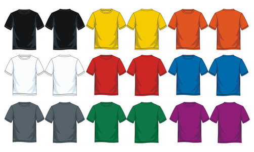 s short sleeve tshirt templates, Front and back views. Vector i