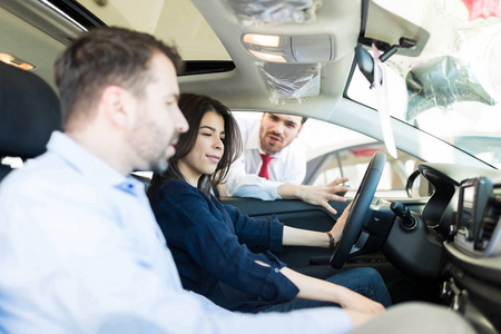 s comfortable interior in auto dealership