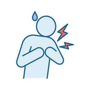 心脏病发作颜色图标. 心肌梗死. 心血管疾病. 充血性心力衰竭.