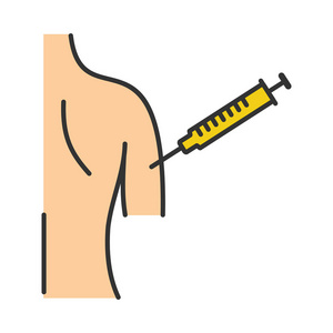 s arm injection. Immunization. Tetanus vaccine procedure. Isolat