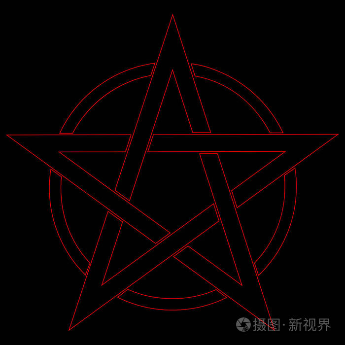 恶魔的标志,魔法铸造戒指.五角形,五角形,插图