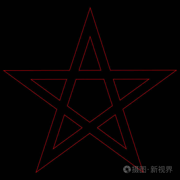 五角星血红色符文咒语圈. 撒旦标志魔术铸造戒指. 五边形插图