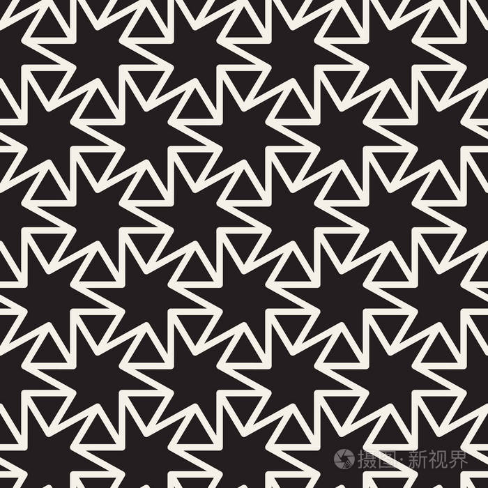 现代时尚细线条抽象纹理. 重复三角形和恒星形状的几何瓷砖.