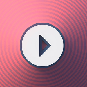 视频音频播放符号按钮彩色标志. 三维数字绘图照片