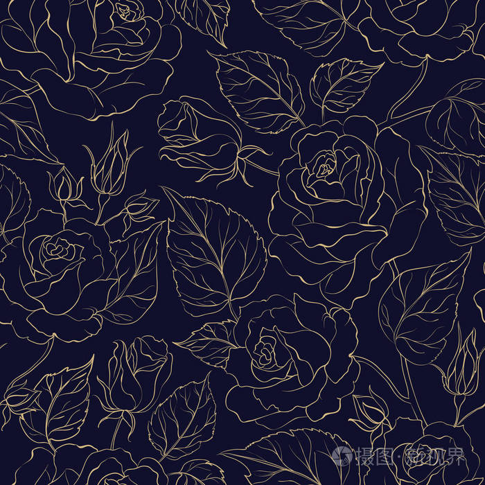 无缝花纹美丽的玫瑰