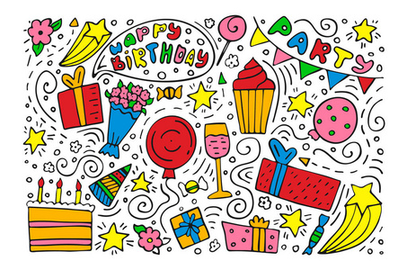 生日贺卡涂鸦绘图图片-生日贺卡涂鸦绘图素材-生日贺卡涂鸦绘图插画
