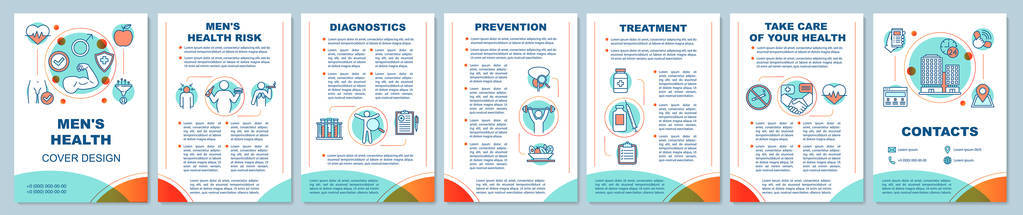 s health brochure template layout. Male health risks factors. He