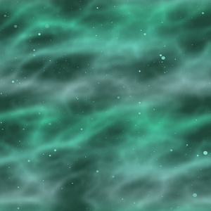 太空星云。 绿色宇宙云天空和星星。 无缝背景或纹理。