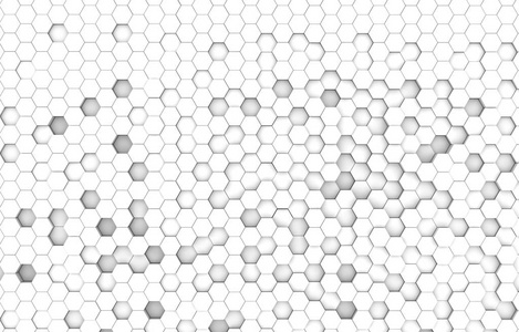 白色六边形三维背景纹理。三维渲染插图。未来主义抽象旗帜。