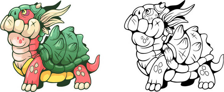 可爱的卡通乌龟龙搞笑插图照片