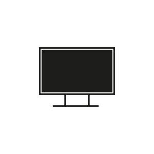 电视屏幕图标媒体图标广播符号电影放映标志。平面象形文字简单图标