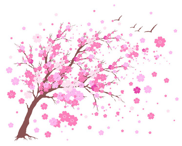 手绘樱花树图片