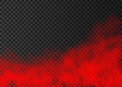 火特效在透明背景上隔离的红色烟雾. 蒸汽特效.