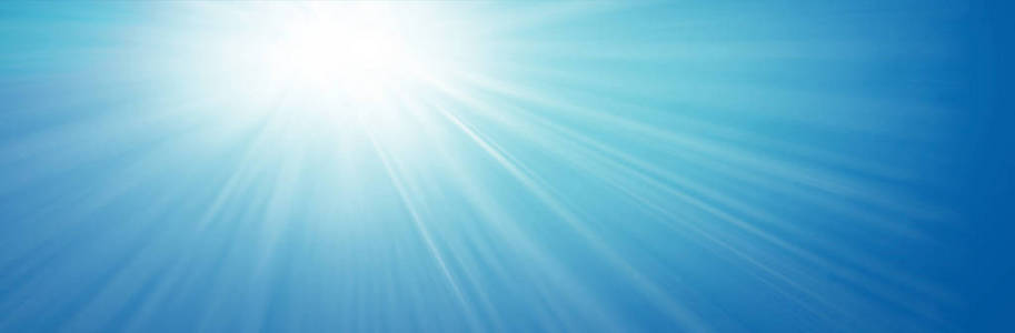 蓝色天空背景上流动的阳光的插图。 暑假有趣的横幅概念。