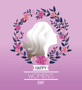 妇女与玫瑰和枝叶庆祝矢量插图