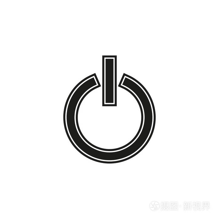 矢量电源按钮启动技术符号关闭标志图标. 平面象形文字简单图标