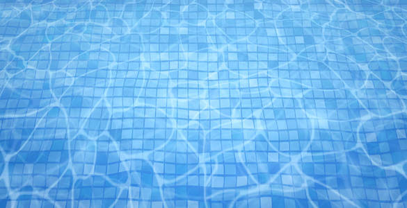 泳池底部焦线波纹和流动的波浪背景.夏天的背景.水面纹理.开销视图.