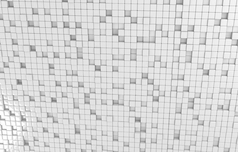 白色立方体三维渲染的抽象几何形状。 未来主义风格的光泽背景。