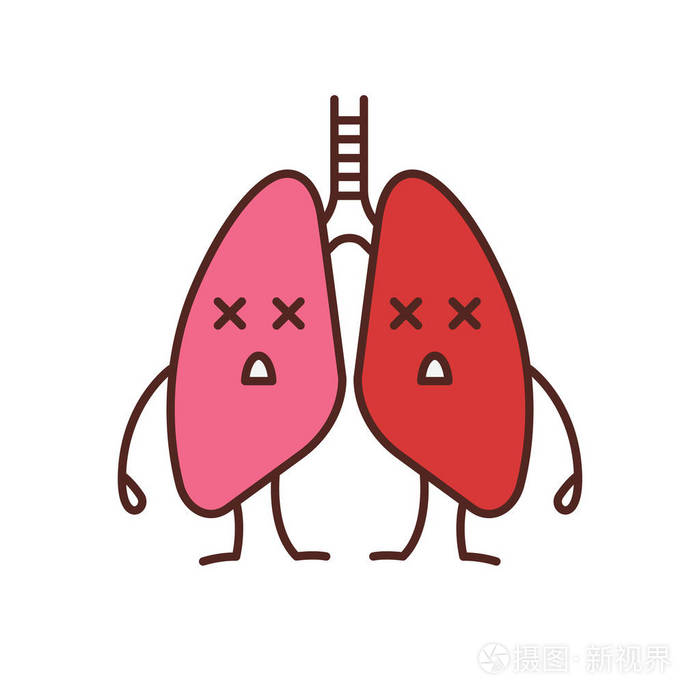 死人肺表情符号. 呼吸道疾病问题. 结核病癌症. 不健康的肺系统.
