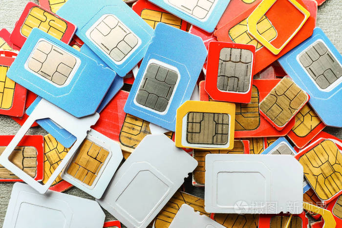 灰色背景特写上有许多sim卡照片-正版商用图片18lpgp-摄图新视界