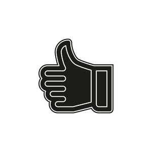 批准标志手拇指向上图标矢量，如社交媒体符号。 平面象形文字简单图标