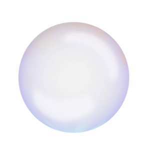 彩虹透明肥皂泡隔离在白色背景上。 三维抽象插图