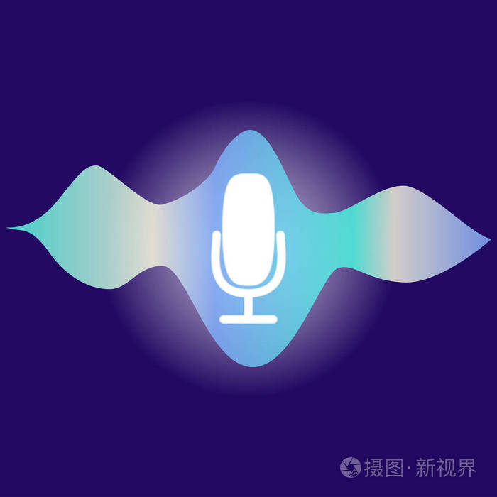 麦克风按钮,声音明亮,声音模仿线