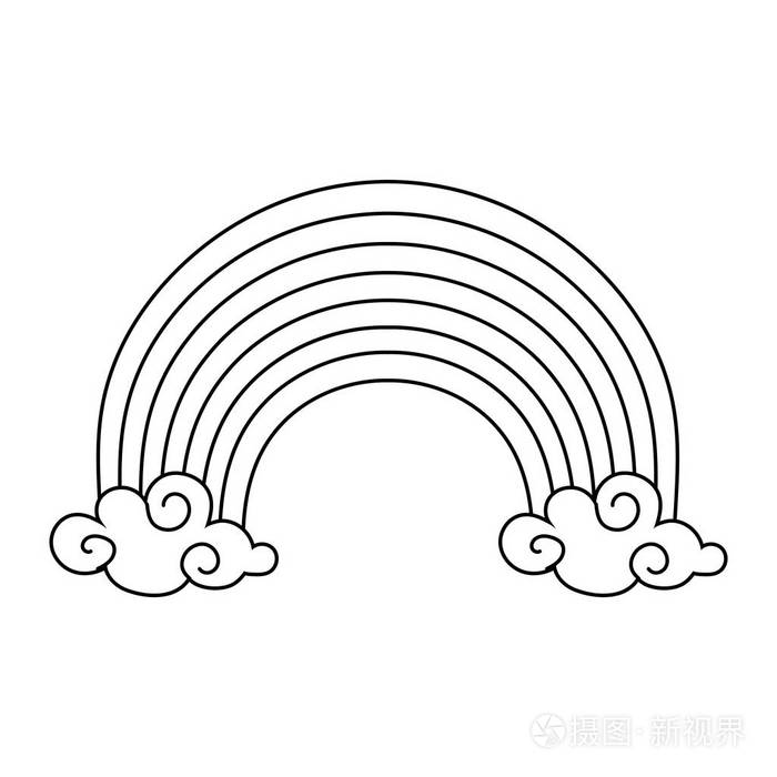 彩虹简笔画黑白图片