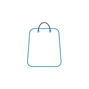 白色背景上购物袋符号图标的平面设计风格矢量插图。 白色和彩色的轮廓。