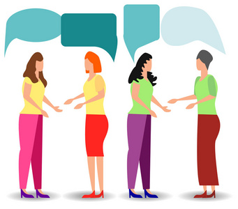 平面卡通风格,商家讨论社交网络,新闻,社交网络,聊天,对话言论泡沫