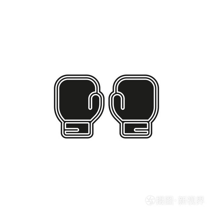 拳击手套战斗图标与战斗会徽矢量插图. 平面象形文字简单图标