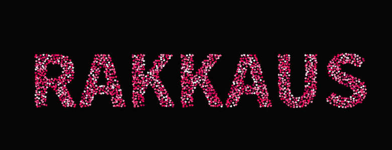 这个词是由黑色背景上的红色和粉红色的小心脏组成的。芬兰语的爱情。情人节排版海报。矢量图。易于编辑模板