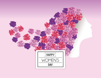 戴玫瑰头发的女人庆祝国际活动矢量插图