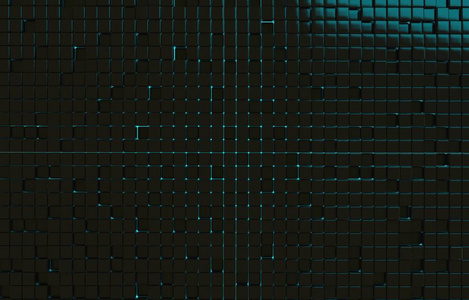 黑色立方体三维渲染的抽象几何形状。 未来主义风格的光泽背景。