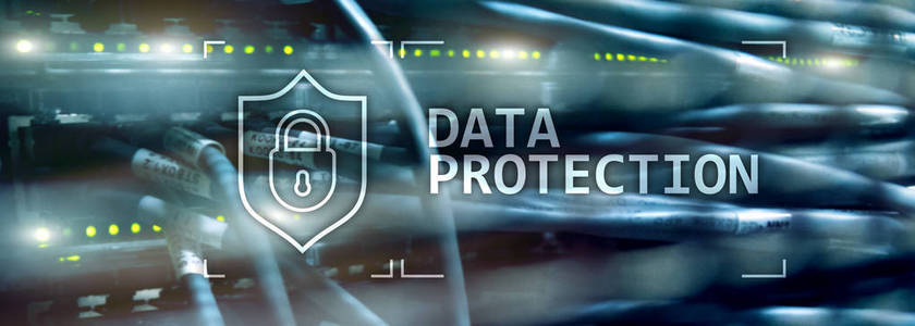 数据保护网络安全信息隐私。 互联网和技术概念。 服务器机房背景