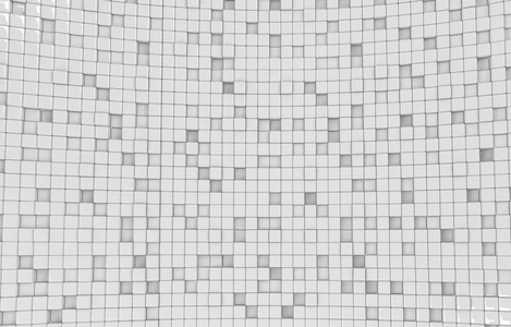 白色立方体三维渲染的抽象几何形状。 未来主义风格的光泽背景。