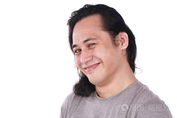 照片图片有趣可爱的亚洲男人微笑,笑,近景肖像
