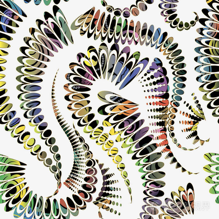 抽象彩色花卉矢量无缝图案. 装饰性白色背景.