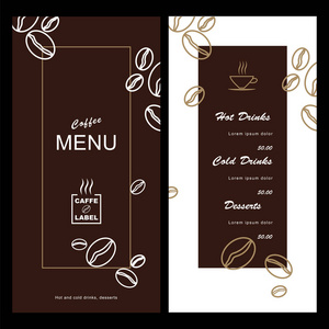 咖啡厅咖啡厅餐厅传单小册子的菜单模板设计。矢量插图