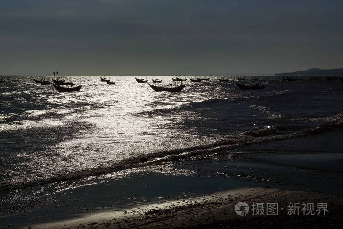 越南海岸的海滩树木海浪沙滩