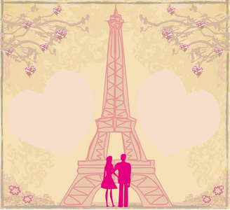 巴黎抽象卡片浪漫情侣