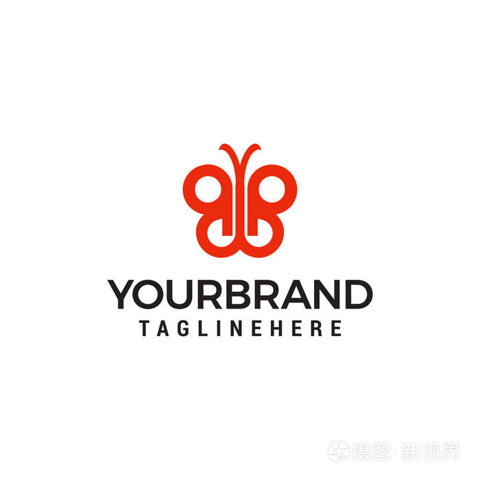 蝴蝶双字母b标志模板